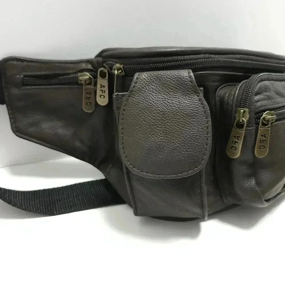 APC Leather Fanny Pack Bag Vintage Brown Unisex - Picture 2 of 9